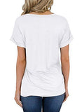 MIHOLL Women's Short Sleeve V-Neck Shirts Loose Casual Tee T-Shirt