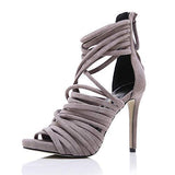 Stupmary Peep Toe Women Pumps Shoes Gladiator Band Cross-Tied High Heels Stiletto Heels Ankle Strap