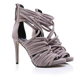 Stupmary Peep Toe Women Pumps Shoes Gladiator Band Cross-Tied High Heels Stiletto Heels Ankle Strap