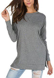 levaca Women's Fall Long Sleeve Side Split Loose Casual Pullover Tunic Tops