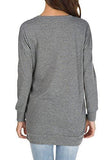levaca Women's Fall Long Sleeve Side Split Loose Casual Pullover Tunic Tops