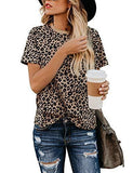 Blooming Jelly Womens Leopard Print Tops Short Sleeve Round Neck Casual T Shirts Tees