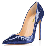 Spun Sugar Womens High Heels,12cm Pointed Toe Slip On Stilettos Shoes, Leather Wedding Dress Pumps(US 5-15 Size)